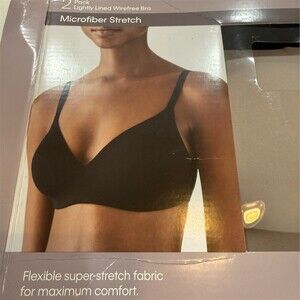 Calvin Klein T-Shirt Bra Set Womens S 36B B Cup Black Nude 2-Pack Wireless